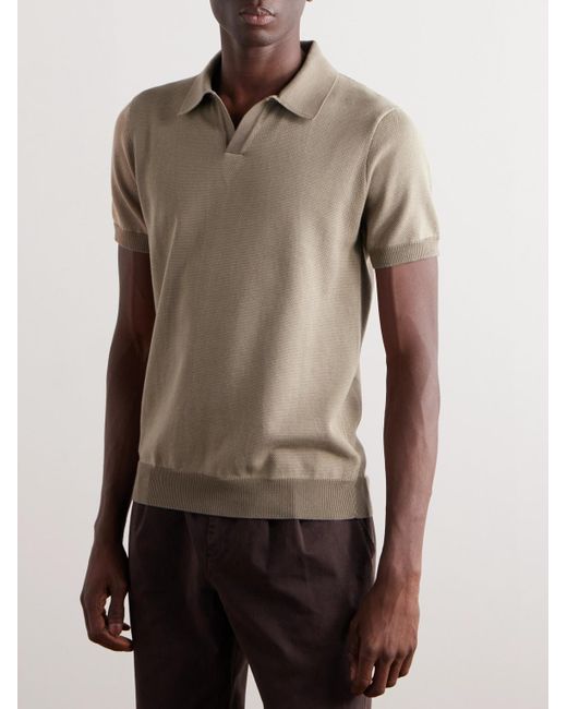 Mr P. Natural Honeycomb-knit Cotton Polo Shirt for men