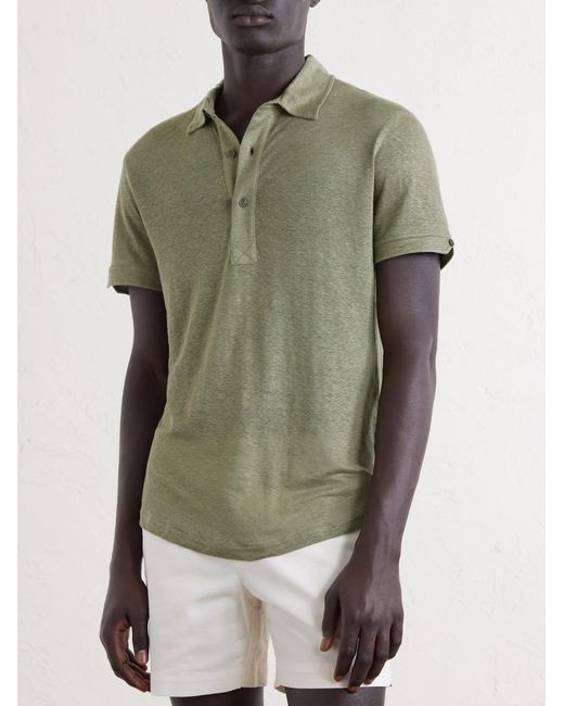 Orlebar Brown Green Sebastian Linen-jersey Polo Shirt for men