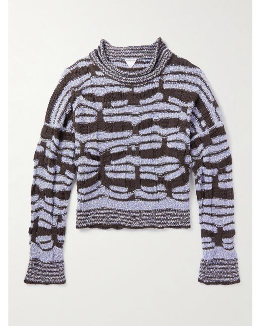 Bottega Veneta Gray Jacquard-knitted Cotton Sweater for men