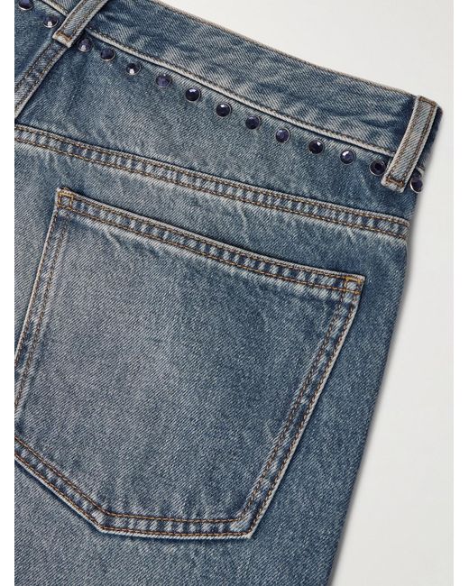 Valentino Garavani Blue Straight-Leg Crystal-Embellished Jeans for men