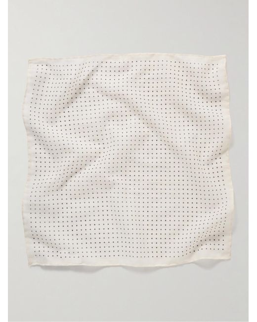 Anderson & Sheppard Natural Polka-dot Cotton-voile Pocket Square for men