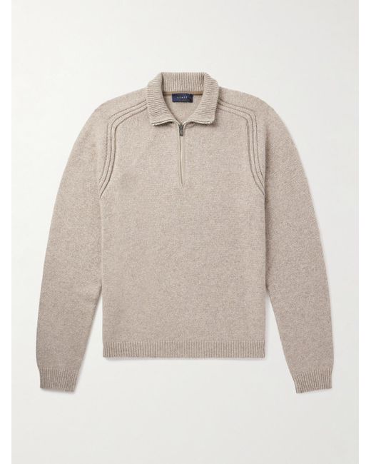 Sease White Cashmere Half-Zip Sweater for men