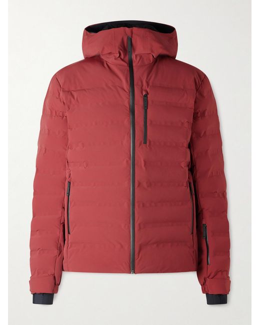 Aztech Mountain Red Pyramid Quilted Hooded Ski Jacket for men