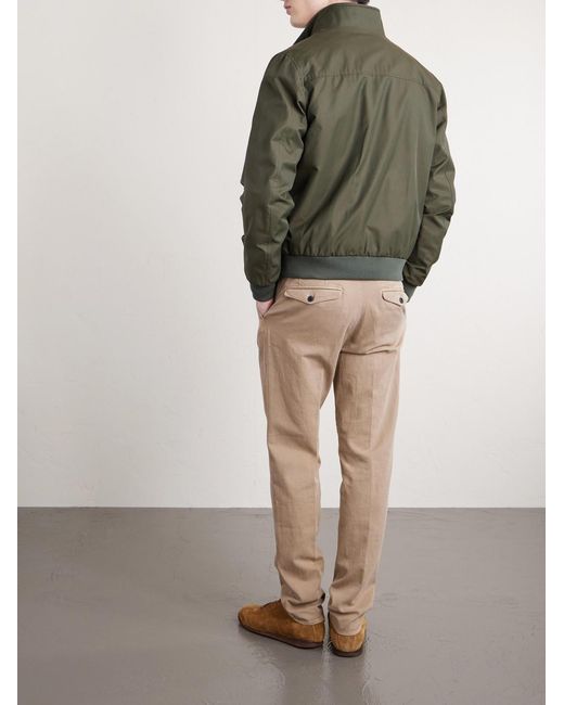 Slowear Natural Tapered Pleated Cotton-blend Gabardine Trousers for men