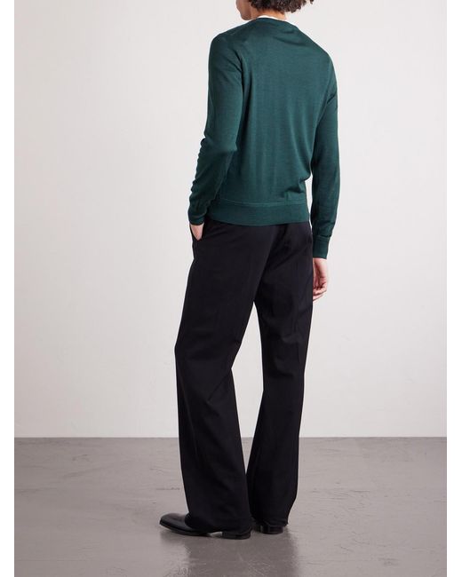 Tom Ford Green Slim-Fit Cashmere And Silk-Blend Sweater for men