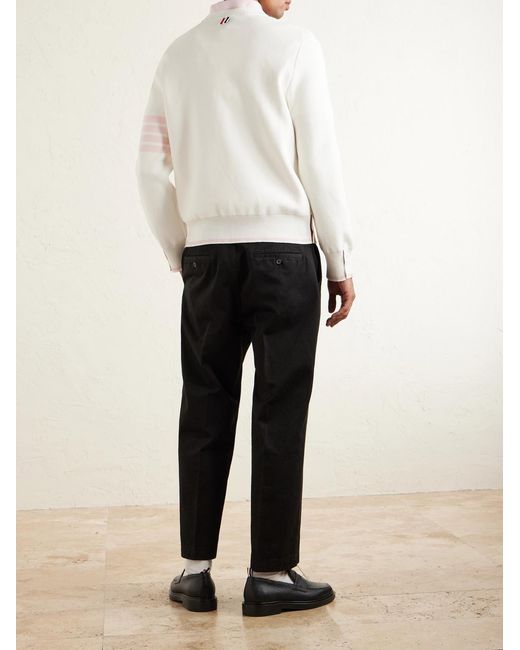 Thom Browne White Striped Cotton Sweater for men