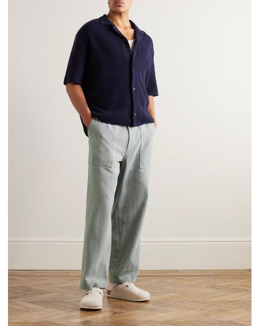 LE17SEPTEMBRE Gray Straight-leg Striped Twill Trousers for men