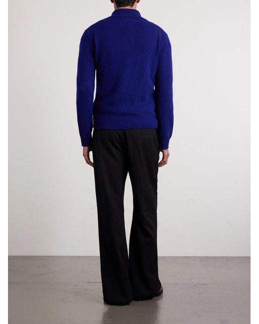 Jil Sander Blue Zip-Up Wool- Blend Sweater for men