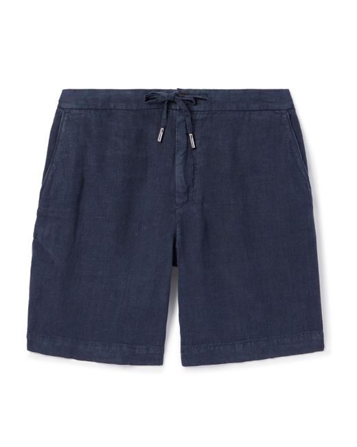 Mr P. Blue Straight-leg Linen Drawstring Bermuda Shorts for men