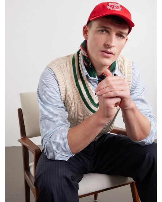 Drake's Embroidered Cotton-Twill Cap for men