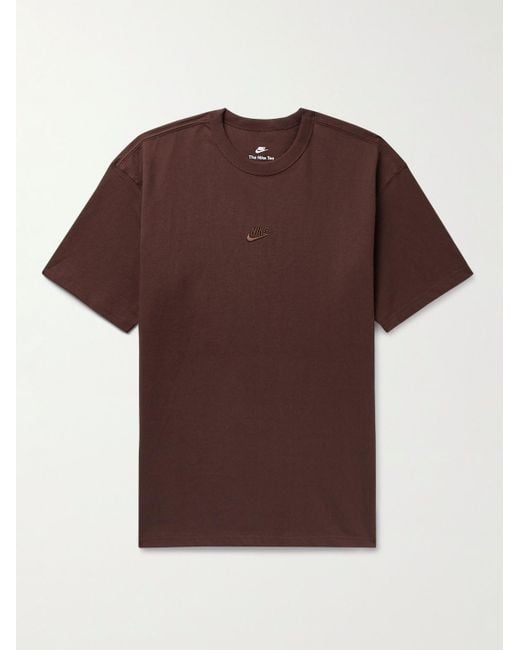 Nike Brown Sportswear Premium Essentials Logo-embroidered Cotton-jersey T-shirt for men