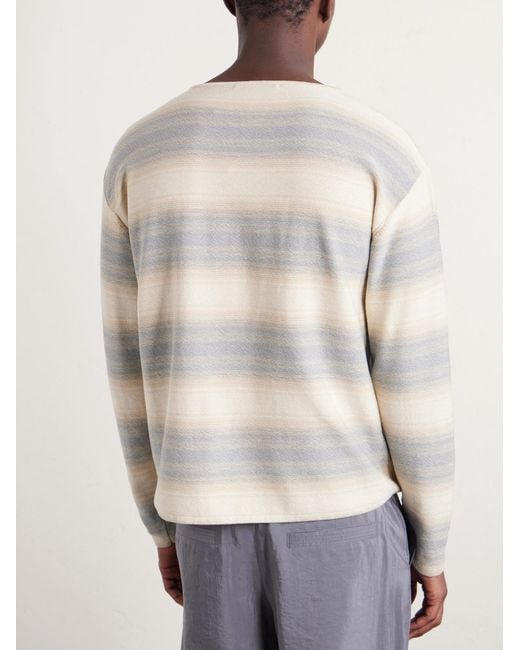 Auralee White Dégradé Striped Cotton And Silk-Blend Sweater for men