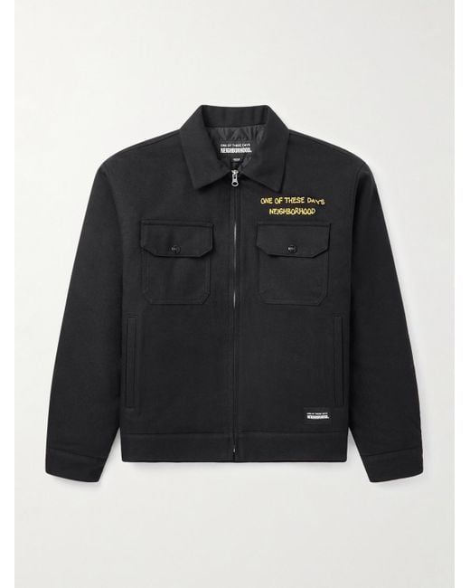 Neighborhood Black Ootd Embroidered Cotton And Wool-Blend Twill Jacket for men