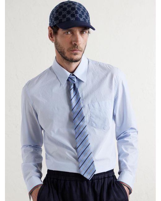 Logo-Jacquard Wool-Flannel Cap di Gucci in Blue da Uomo
