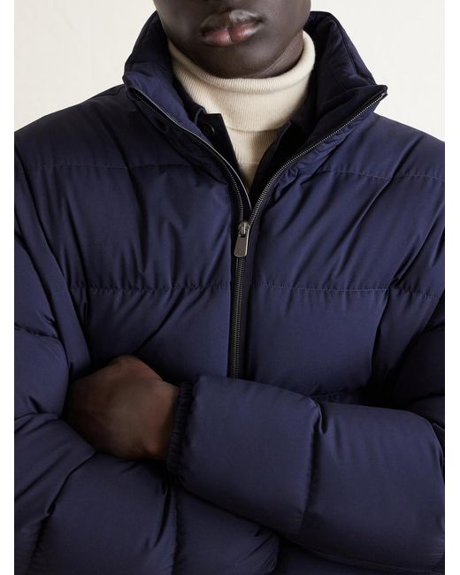 Ralph Lauren Blue Quilted Shell Down Bomber Jacket for men