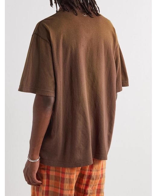 Acne Brown Logo-Appliquéd Garment-Dyed Organic Cotton Polo Shirt for men