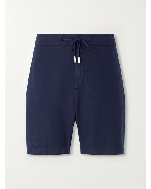 Mr P. Blue Straight-Leg Garment-Dyed Linen Drawstring Bermuda Shorts for men