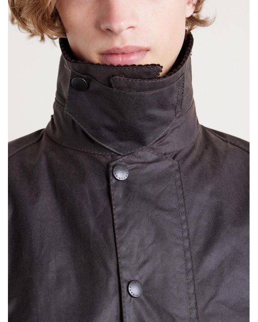 Barbour Gray Beaufort Corduroy-trimmed Waxed-cotton Jacket for men