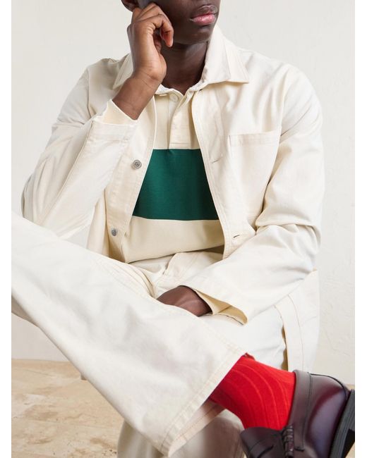 Drake's Green Stripe Cotton-Jersey Polo Shirt for men
