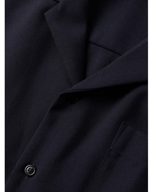 Camicia in lana con colletto convertibile di Marni in Blue da Uomo