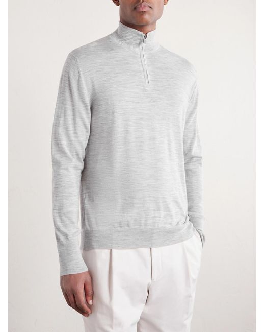 Eleventy White Wool Half-zip Sweater for men