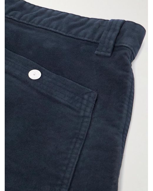 Stone Island Blue Straight-Leg Organic Cotton-Moleskin Trousers for men