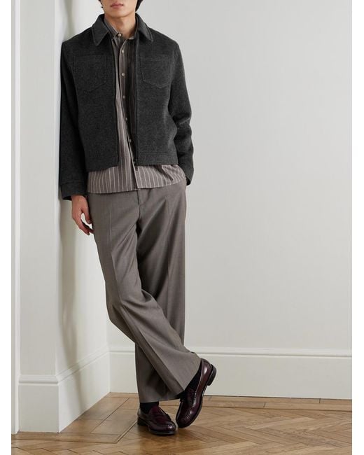 Oliver Spencer Gray Garrison Striped Cotton Shirt for men