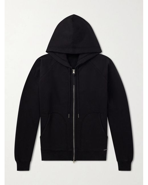 Tom Ford Blue Slim-Fit Cotton-Jersey Zip-Up Hoodie for men