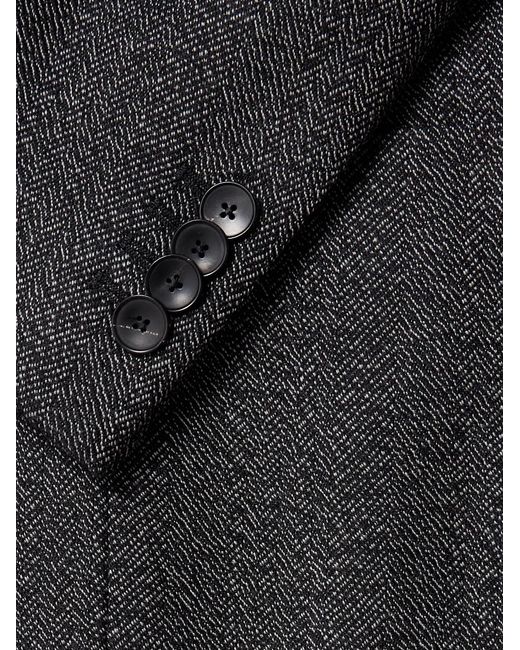 Mr P. Black Herringbone Virgin Wool Suit Jacket for men