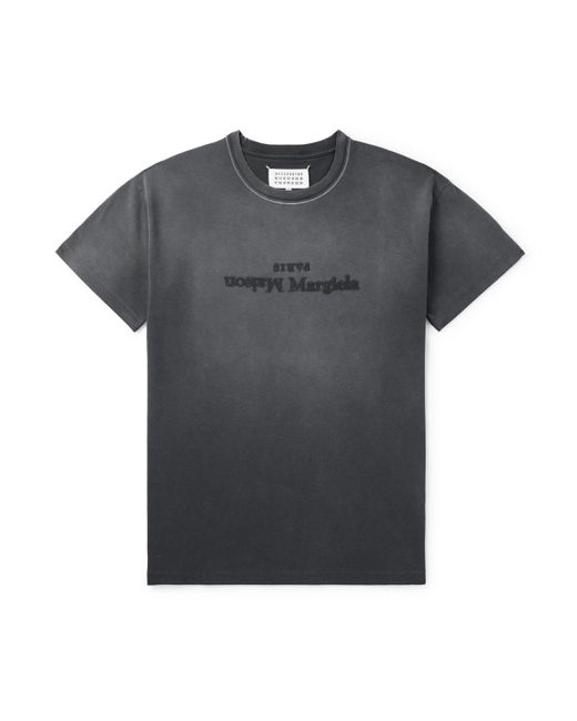 Maison Margiela Black Logo-embroidered Cotton-jersey T-shirt for men