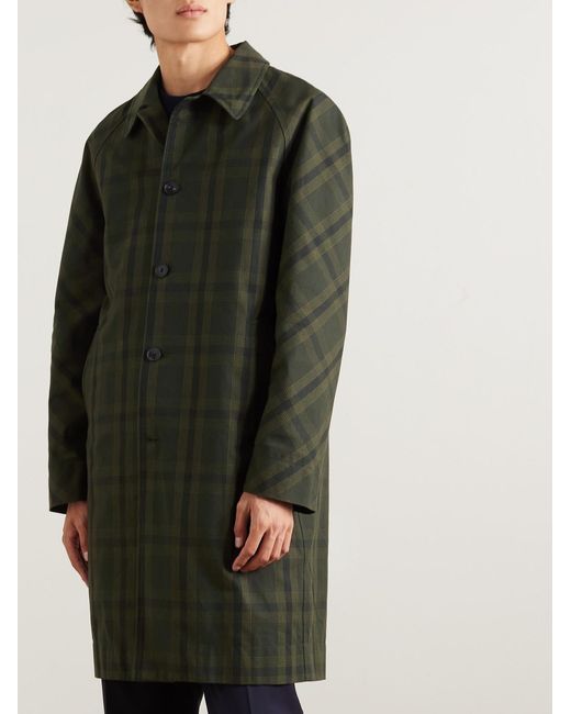 Mr P. Green Checked Cotton-Twill Coat for men