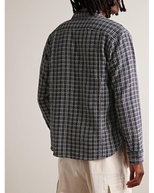 Corridor NYC Blue Checked Cotton-tweed Shirt for men