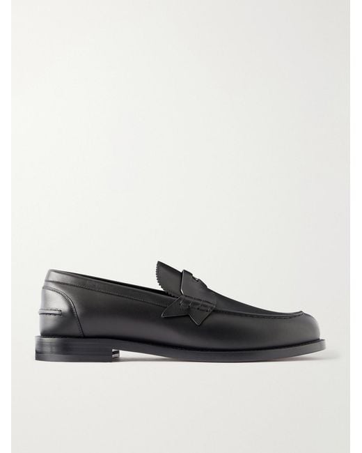 Christian Louboutin Black The Plato Logo-Embellished Leather Penny Loafers for men