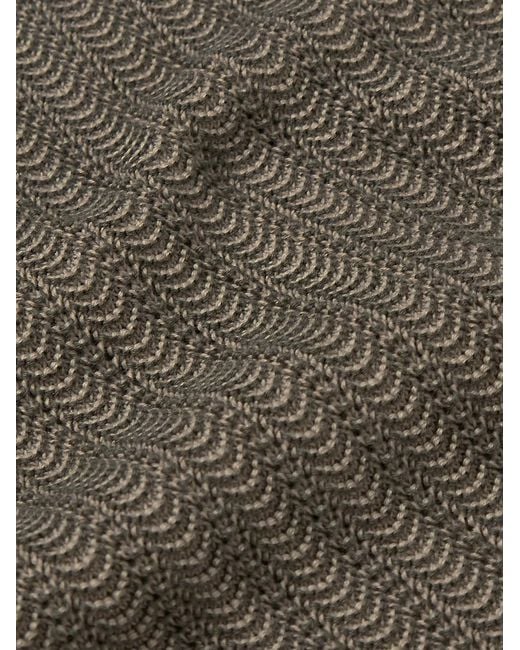 Mr P. Gray Crochet-Knit Cotton And Silk-Blend Polo Shirt for men