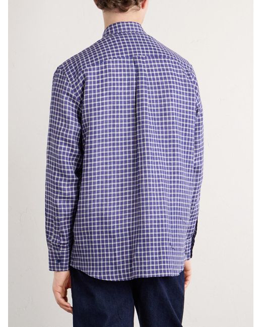 Paul Smith Purple Checked Linen Shirt for men