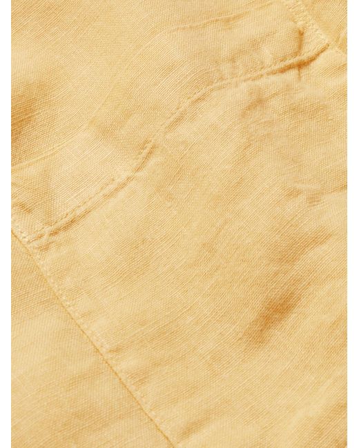 Portuguese Flannel Yellow Camp-Collar Linen Shirt for men