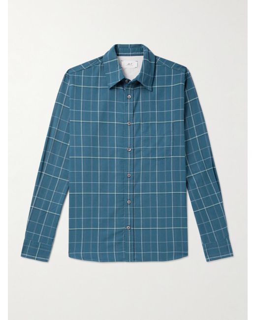 Mr P. Blue Checked Organic Cotton-twill Shirt for men