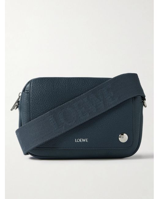 Loewe Blue Pebble Full-Grain Leather Messenger Bag for men