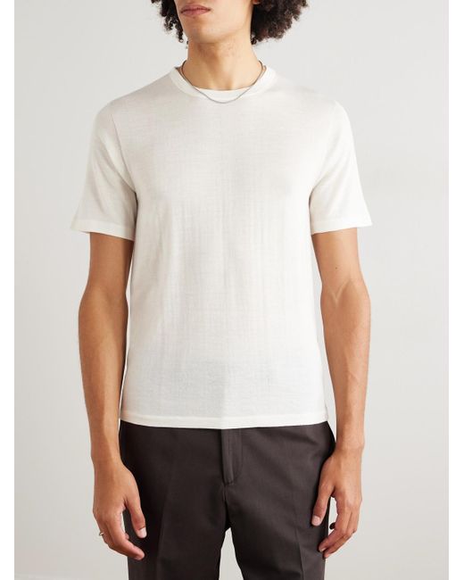 Saman Amel White Wool T-Shirt for men