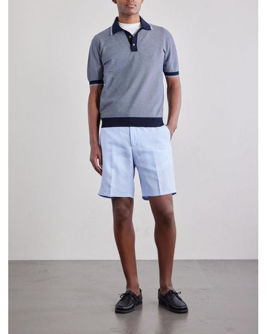 Orlebar Brown Blue Norwich Straight-Leg Linen Shorts for men