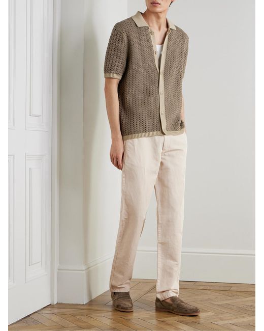 Mr P. Natural Mike Straight-Leg Organic Cotton And Linen-Blend Twill Trousers for men