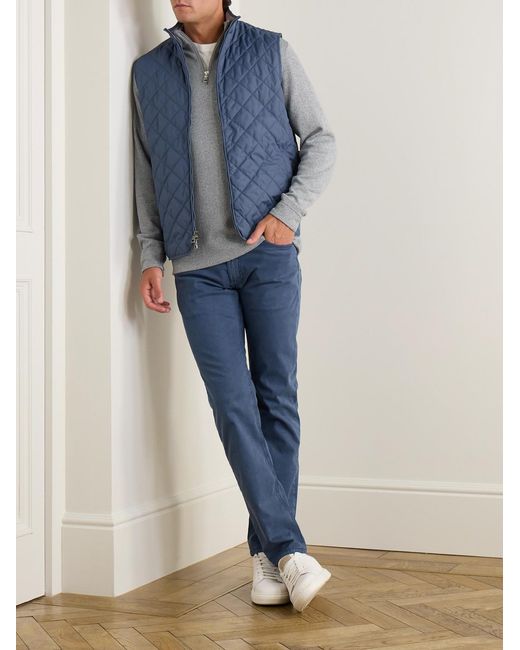 Peter Millar Blue Essex Quilted Recycled-Shell Gilet for men
