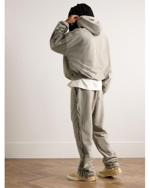 Fear Of God Gray Logo-Appliquéd Cotton-Jersey Hoodie for men