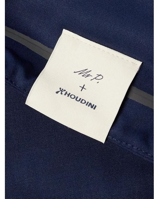 Mr P. Blue Houdini Logo-embroidered Wool-shell Hooded Jacket for men