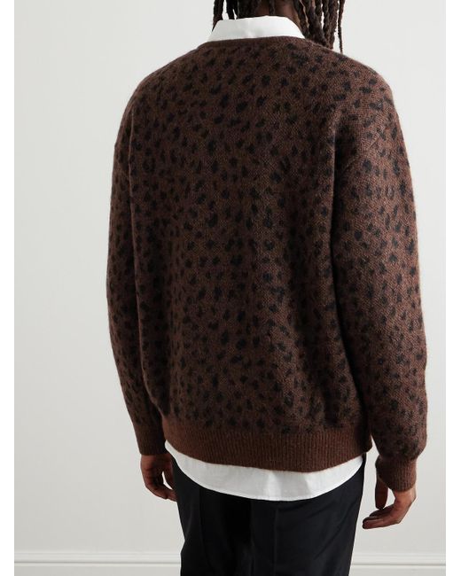 Wacko Maria Brown Leopard-Print Woven Cardigan for men