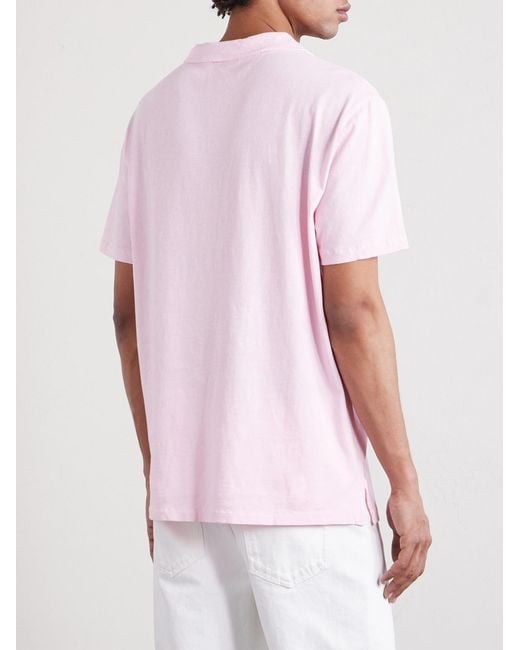 Polo Ralph Lauren Pink Open-collar Cotton And Linen-blend Polo Shirt for men