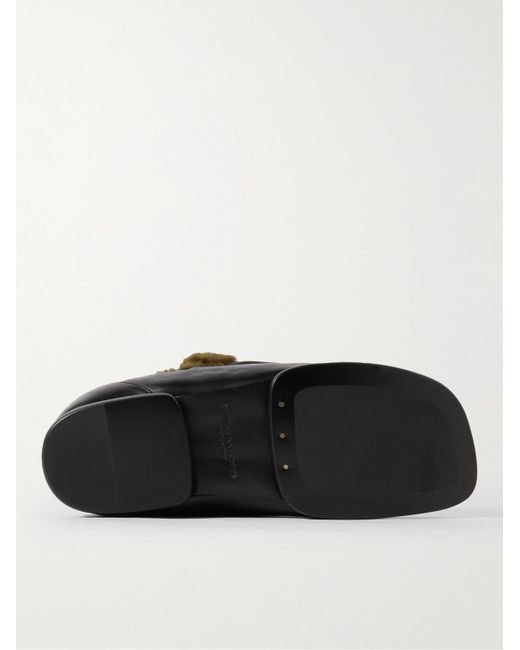Dries Van Noten Black Shearling-lined Leather Loafers for men