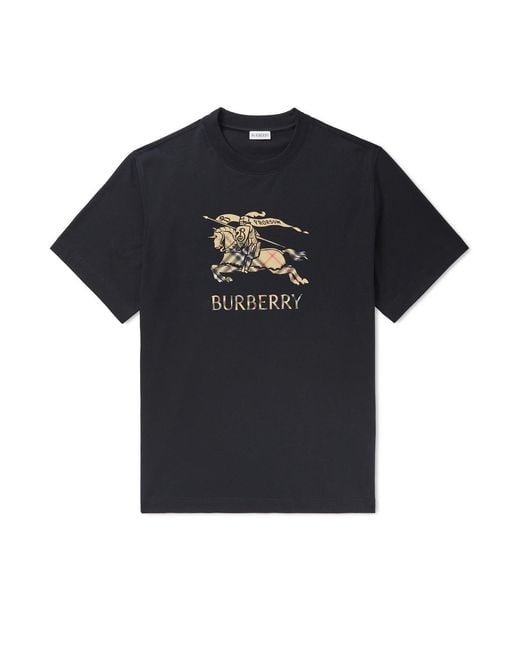 Burberry Black Logo-Print Cotton-Jersey T-Shirt for men