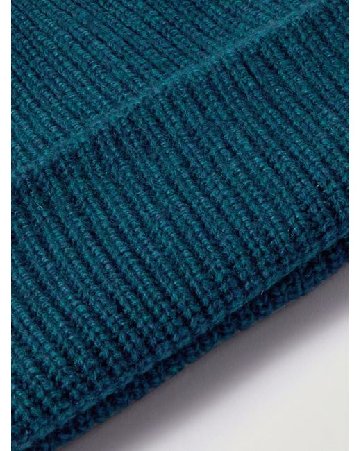 The Elder Statesman Blue Watchman Ribbed Cashmere Beanie for men