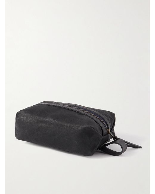 Bleu De Chauffe Black Zazou Leather-trimmed Waxed-canvas Wash Bag for men